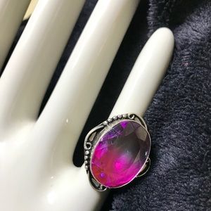 Multi-faceted tourmaline ring sz 8.5